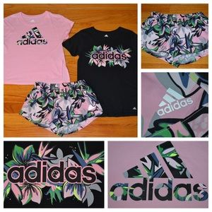 Youth girls Adidas shirts and shorts set, size S 7/8